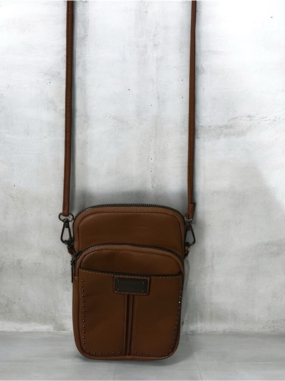 Men's Brown Leather Crossbody Phone Bag - Compact Everyday Carry